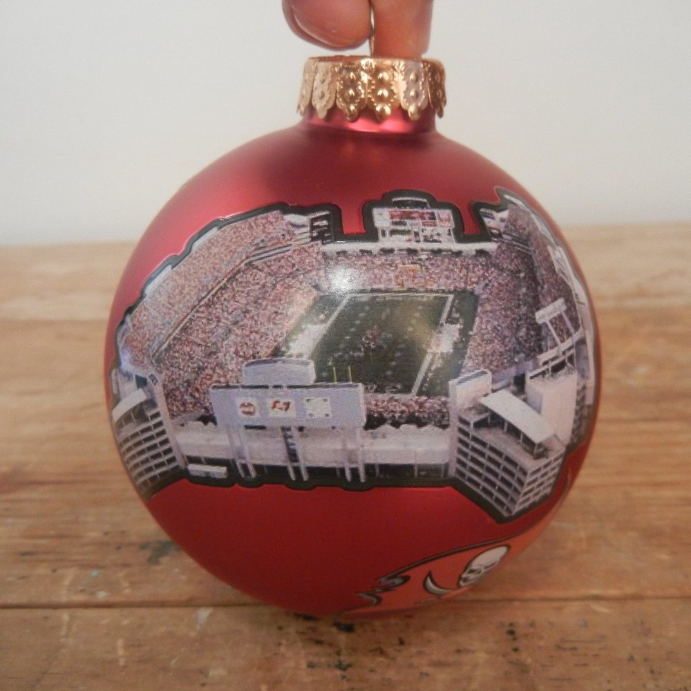 3" FOCO Tampa Bay Buccaneers Stadium Print Glass Ball Christmas Ornament globe